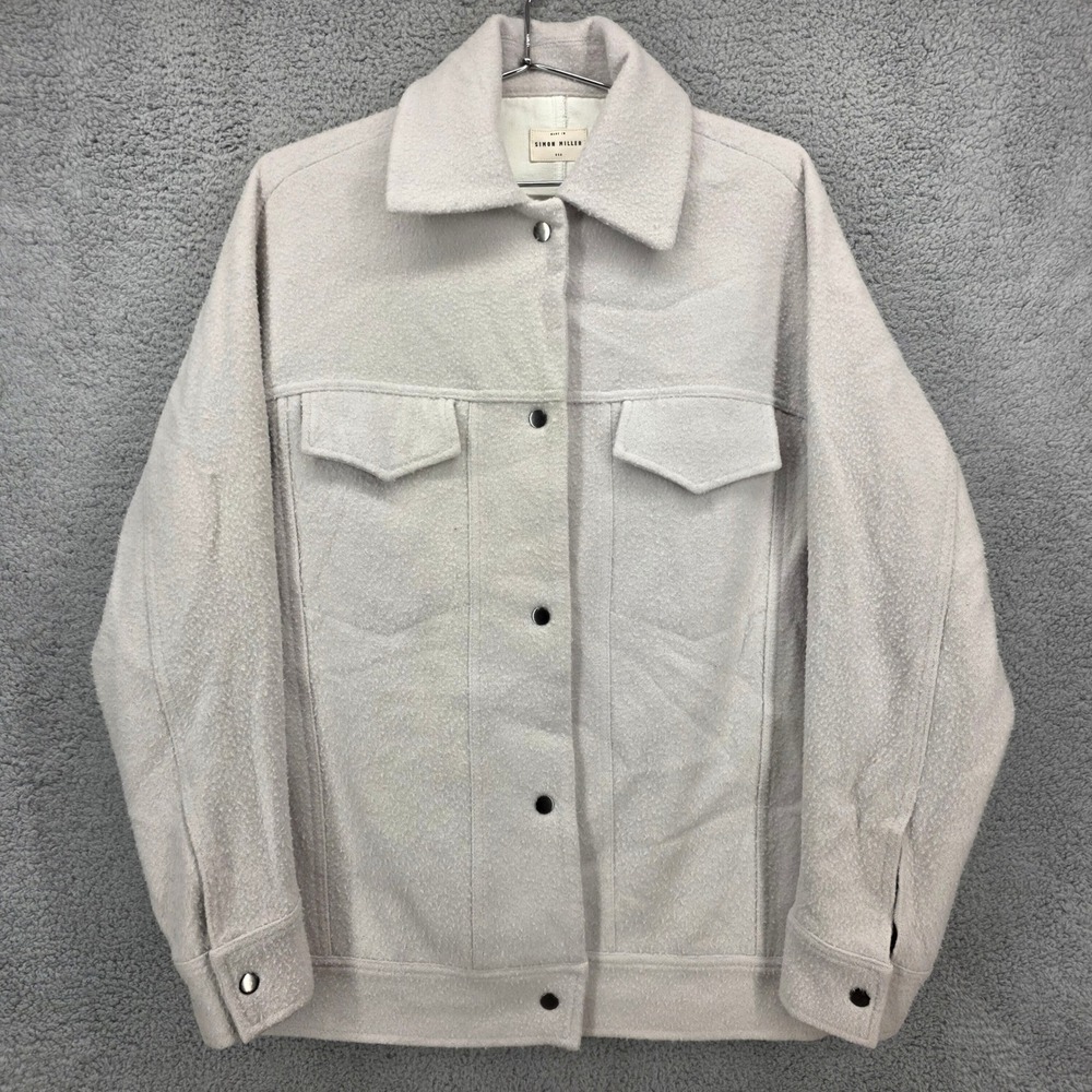 SIMON MILLER Wool Blend Shacket Jacket Light Beige Small Oversized Pockets